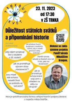 Důležitost státních svátků a připomínání historie - !!!změna termínu na 7.12.2023!!!